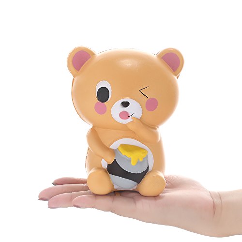 Anboor 4.9" Squishies Bear Honey Jar Kawaii Slow Rising Scented Stress Relief Squishies Kids Toys Decorative Props Gift - Thumbnail 3