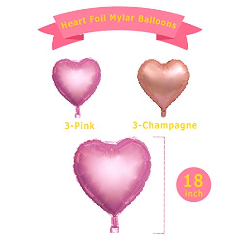 Decorations Kit Party Supplies - Sweet Gold Pink White Love and Heart Balloons Heart Banner Decoration Photo Background for Anniversary Wedding Birthday Baby Shower Celebrations and Party Supplies - Thumbnail 3