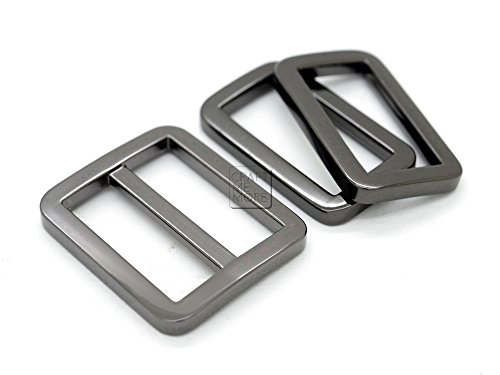 CRAFTMEmore 1SET Gunmetal Black FLAT Purse Slider and Loops 1PC Slide Buckle with 2PCS Rectangular Rings Leather Craft (1 Inches)