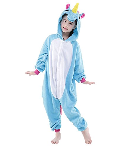 Ikerenwedding Unisex Children Blue Unicorn Pyjamas Christmas Kids Onesie Costume