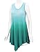 Lock and Love LL WT1053 Womens Round Neck Ombre Sleeveless Tunic Tank Top XL Teal