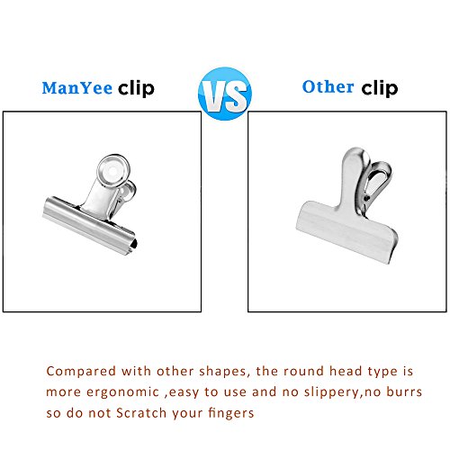 image for Bulldog Paper Clips ManYee 20 Pack 2 Inch Stainless Steel Bulldog Clip