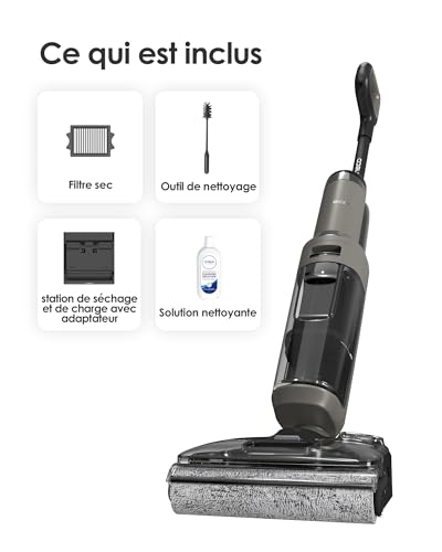 Tineco Floor One i6 Stretch Cordless Vacuum Cleaner, Wet and Dry Vacuum Cleaner, Powerful Suction 20 kPa, Flat Range 180°, Two-Edge Cleaning, 40 Min Autonomy, Drying 5 Min 85°C