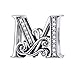 BAMOER 925 Sterling Silver Initial Letter M Charms for Snake Chain Bracelet Necklace Alphabet Beads