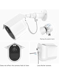 Soporte de montaje en pared para Arlo Ultra - Soporte de seguridad ajustable para exteriores con bloqueo de cadena antirrobo y funda impermeable para Arlo Ultra 4K HD de OkeMeeo (blanco, 1 paquete)