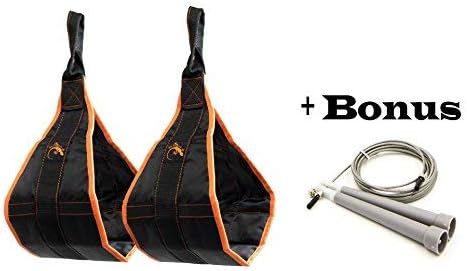 Heavy Duty AB Hanging Straps Abdominal Slings Core Pull Up Premium Grade Abs Workout Equipment for Men & Women Fitness Workout Adjustable With Quick Locks COMPLIMENTARY CROSS FIT BEST JUMP ROPE