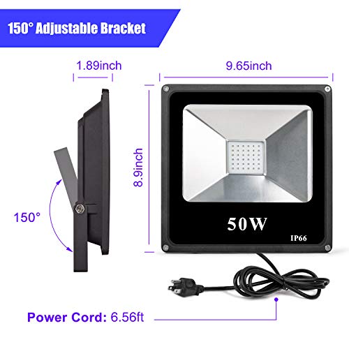 image for Roleadro UV Black Light Flood Light Bulb, 50w UV Led Floodlight Outdoo