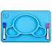 Toddler Placemat + 2 Spoons - No More Mess - BPA Free Silicone Plate Set - Improved Non-slip Suction - Baby Table Place Mat for Babies, Infants, Toddlers, Kids - Portable Travel Bowl Spoons Blue