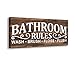 Vintage Bath Canvas Wall Art | Rustic Bathroom Rules Prints Signs Framed | Bathroom Laundry Room Decor (6 X 12 inch, Bathroom Rules)