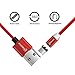 Qimose 360°Strong Magnetic Micro USB cable 3.3ft, Nylon Braided Extremely Durable Charging Cable with LED lights, Suitable for Android, HTC, Samsung, Pixel, LG, etc, (Red)