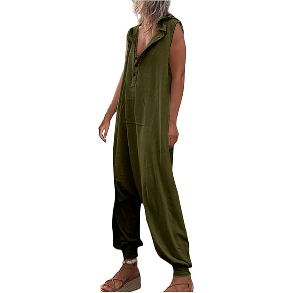 Amazon.com: Women's Sleeveless Wide Leg Hooded Jumpsuits