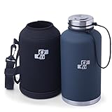 Insulated Beer Growler 64 oz | Stainless Steel Vacuum Water Bottle for HOT and COLD Beverages | Growler Carrier and Replacement GASKET Included