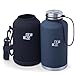 Insulated Beer Growler 64 oz | Stainless Steel Vacuum Water Bottle for HOT and COLD Beverages | Growler Carrier and Replacement GASKET Included