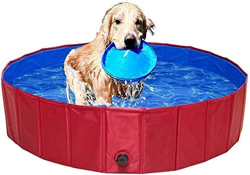 Foldable Dog Swimming Pool Bathing Tub - Portable Pet Paddling Pool for Large Dogs Cats and Children Kids Indoors Outdoors Using, X-Large