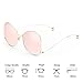 BVAGSS Oversized Round sunglasses,Mirrored Circle Glasses WS019 (Gold Frame, Pink Lens)