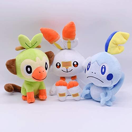 Thombi90 Store Stuffed Animal Scorbunny Sobble Grookey Stuffed Plush Toy Japanese Anime Doll Cartoon Kids Girls Christmas Birthday Gifts-Red