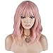 RightOn 14'' Short Curly Women Girl's Charming Synthetic Wig with Air Bangs + Free Wig Cap + Free Comb