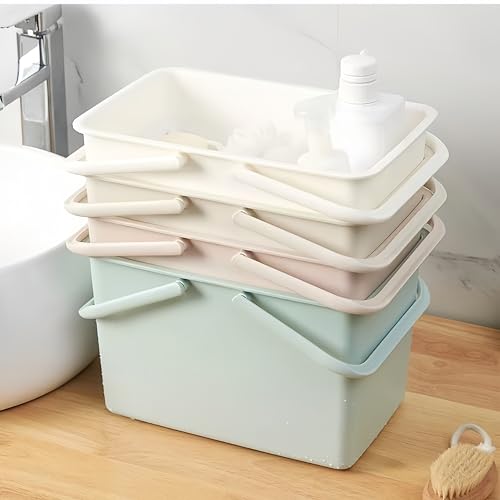 ORCHID M® 2 Pack Cleaning Supplies Caddy, Portable Plastic Shower Caddy Storage Organizer Basket/Bucket with Handles for Household, Bathroom, Kitchen, College Dorm Room Essentials, Green and pink