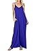 CALIPESSA Womens Summer Deep V Neck Sexy Flowy Beach Dress With Pockets Blue XL