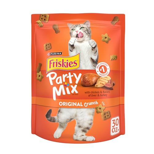 Friskies Purina Made in USA Facilities Cat Treats, Party Mix Original Crunch - 30 oz. Pouch