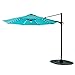 C-Hopetree 10' Offset Hanging Cantilever Market Umbrella with Solar LED Lights and Tilt for Outdoor Balcony Outside Patio, Aqua Blue