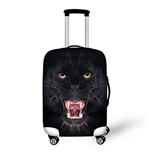HUGSIDEA Black Leopard Pattern Washable Travel Luggage Cover Fits 26/28/30 Inch Trolley Suitcase
