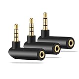 LANMU 3.5mm 90 Degree Audio Adapter,3.5mm Audio Adapter,3.5mm Right Angle Adapter Headphone Adapter,Female to Male AUX Adapter-3 Pack