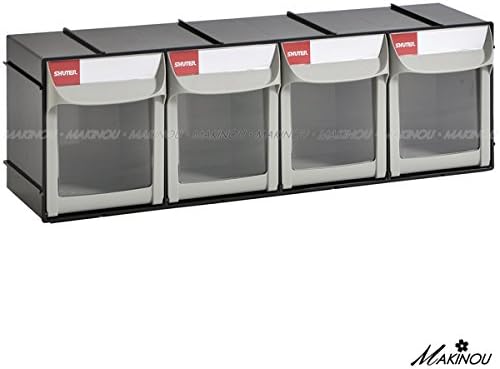 Drawer Plastic Bin Parts Storage Organizer Cabinet House Storage Boxes (4 Drawer, Black)