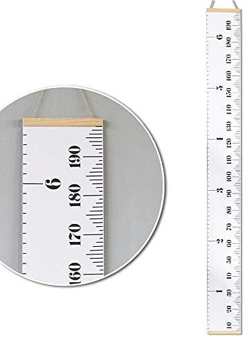 Growth Chart for Kids Roll-up Canvas Height Chart with Wood Frame Hanging Ruler Wall Decor 1 Marker Pen Measure Children Height from Birth Portable 79" x 7.9"