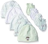 Gerber Baby 9-Piece Cap and Mitten Bundle, Teddy Bear, Newborn