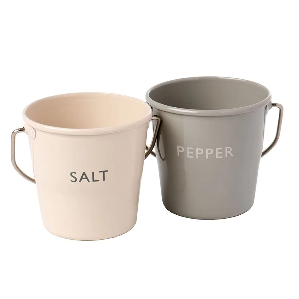 Eddingtons Ranch Salt & Pepper Condiment Buckets Cream and Grey