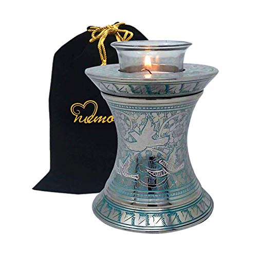Wings of Freedom Brass Cremation Urn for Human Ashes - Solid Brass wings to eternity - Handcrafted Affordable Urn for Ashes - wings to eternity tealight urn with Free Velvet Bag or Box (Tealight)