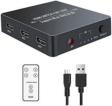 OneMe HDMI Switch, HDMI Port, hdmi switch with remote and USB Cable Support 4K, 1080P, 3D, 4 Port HDMI Switch for Amazon fire TV, PS4, Xbox