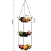 iPstyle 3-Tier Fruit Basket, Vegetable & Produce Storage, Rustic Brown Iron Hanging Kitchen Basket