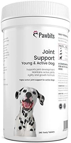 Pawbits Joint Support Anti Inflammatory for Dogs 240 Dog Joint Supplements Tasty Tablet Treats Green Lipped Mussel for Dogs. Joint Stress Relief Dogs Young & Active UK Manufactured