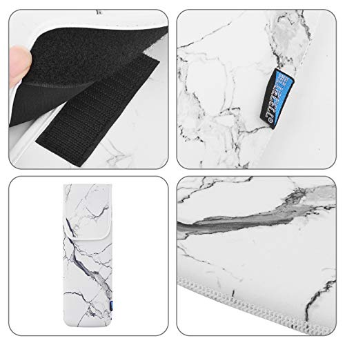 Bluecell Heat Resistant Neoprene Curling Iron Holder Cover Bag Flat Iron Curling Wand Travel Case Pouch 15 x 5 Inches,White Marble Pattern