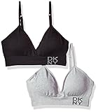 DKNY Women's Energy Seamless Bralette Everyday Comfort - 2 Pack (Small, 2 Pack ( Black - Gray ))