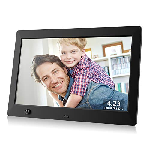 Dhwazz 10.5 Inch Digital Photo Frame, IPS Electronic Picture Frame with Motion Sensor, High Resolution 180 Degree Display Photo, Video and Music, Support USB and SD Card