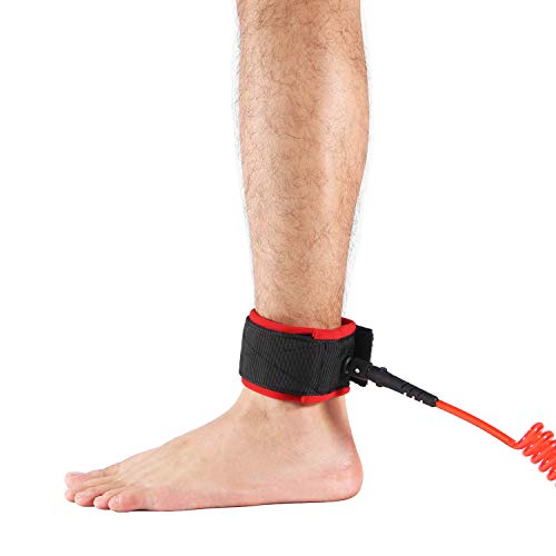 Tenforie Coiled Premium Surfboard Leash,Stand-up Paddleboard Ankle Leg Rope with Double Stainless Steel Swivels for Longboard Snowboard Leashes (Surfboard Leash)