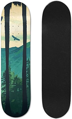 GOVME CUOP - Skateboard Parts - Vintage Pines Eagles Mountain Graphic Printed Display Longboard Skateboard ~Deck Only~ Pro Maple 7.9"