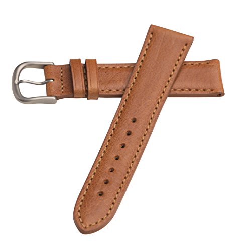 Hadley Roma MS892 18mm Tan Genuine Leather Water Resistant Stitched Watch Band