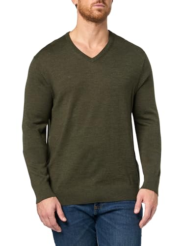 Calvin Klein Men's Extra Fine Merino Wool Blend V-Neck Sweater Dusty Olive