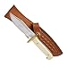 Bear & Son Cutlery Smooth Bone Baby Bowie Knife with Leather Sheath, White, 6 1/2