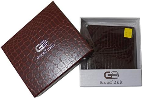 Campus Market Dark Brown Lizard Print Italian Leather Bifold Men's Wallet Boxed