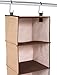 Internet's Best Hanging Closet Organizer with 3 Drawers - 6 Shelf Fabric Storage Organizer for Clothes, Sweaters, Shoes, Accessories - College Dorm Essentials, Small Room Dresser for Kids - Beige