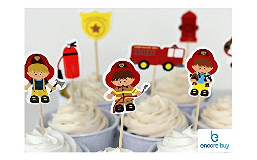 Encore Buy Fireman Cupcake Topper Set 24 Pc Fire Fighters