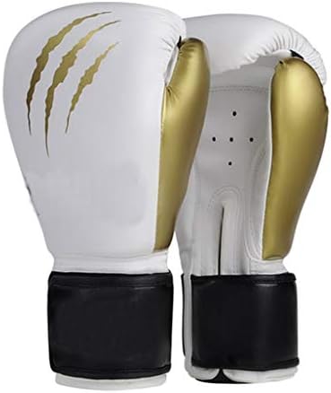 Training Gloves Professional Boxing Gloves Wolf Claw Pattern Black and White Air Cotton One-Piece Liner Durable Breathable Comfort Gift (Color : White, Size : 12oz)