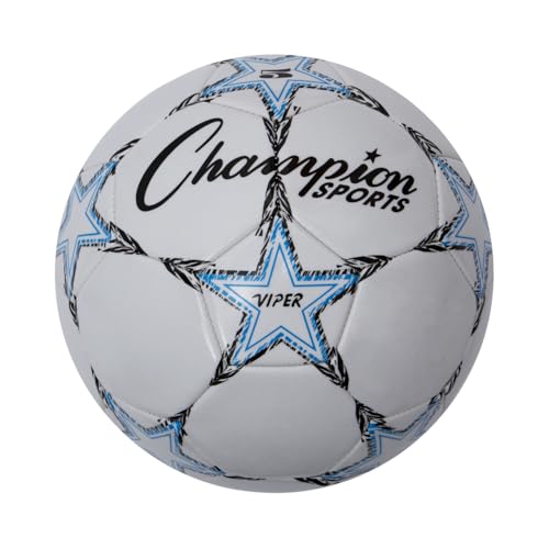 Champion Sports Viper Soccer Ball – Sizes 3, 4, 5 – Soft Touch TPU Cover, Durable Butyl Bladder, Youth & Adult Training Ball for Indoor & Outdoor Play, Multi-Color Design