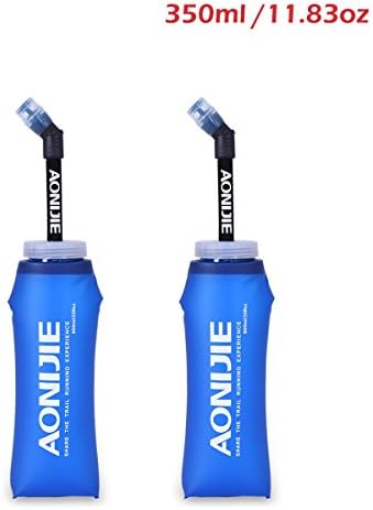 JEELAD BPA-Free Leak-Proof TPU Soft Running Water Bottles for Hydration Pack Vest - Ideal for Running Hiking Cycling (350ml (11.83oz) - 2 Pack)