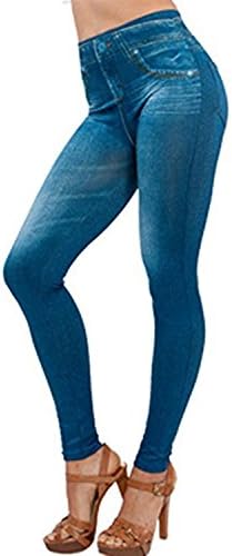 Eastabile Womens' Jeans Printed Slim Denim Jeggings Leggings Stretchy Pencil Pants (S, Blue)